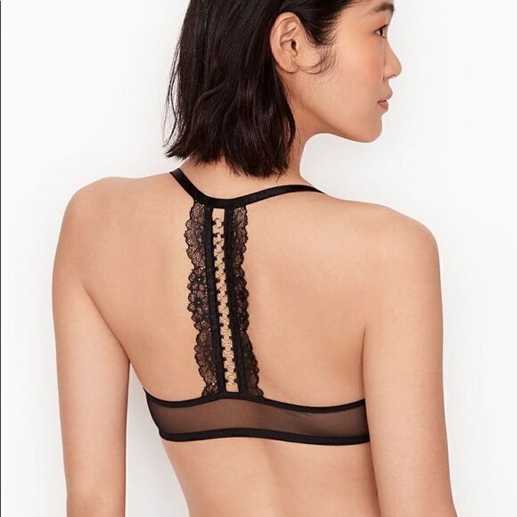 Victoria’s Secret Push-Up Strappy Plunge Bra in Black Lace - Picture 7 of 14